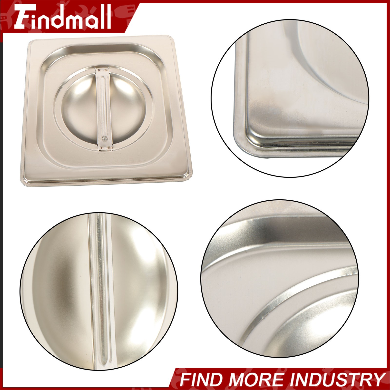 Findmall 6 Set Hotel Pan 1/6 Size Stainless Steam Table 6 Inch Deep with Lid