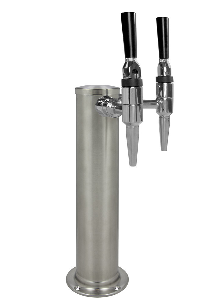 Kegco DT145-2BS-STOUT 14″ 2-Tap Brushed Stainless Tower – Stout Faucets