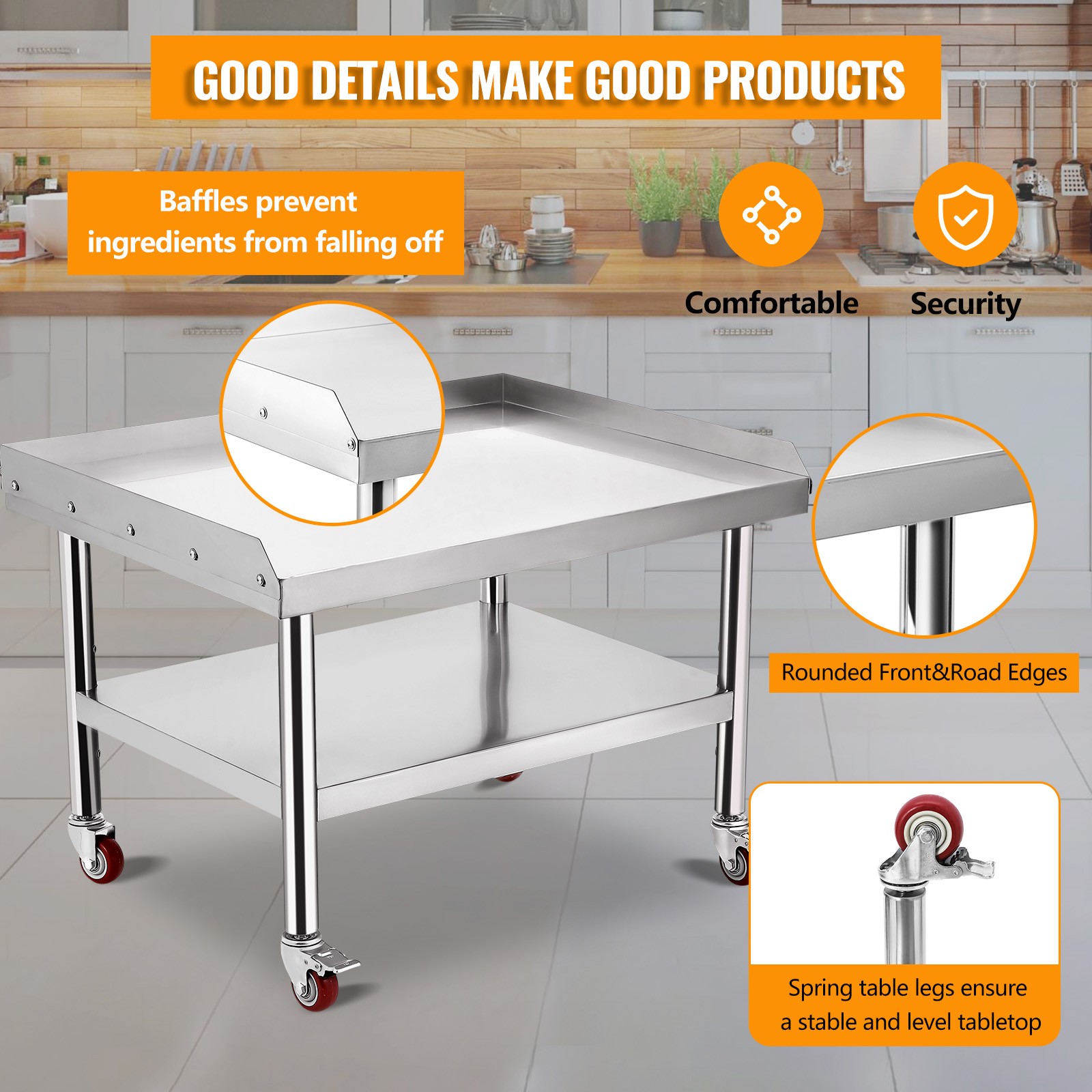 Stainless Steel 36″ x 30″ Commercial Kitchen Worktable BBQ Home Food Prep Table