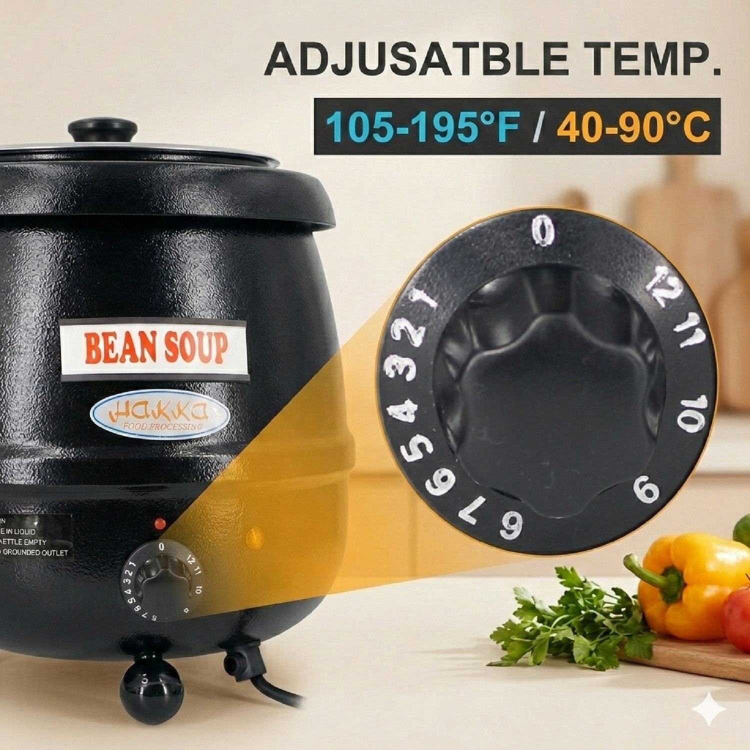 Hakka 11 Qt Soup Warmer Countertop Food Kettle Commercial Electric Sauces Pot