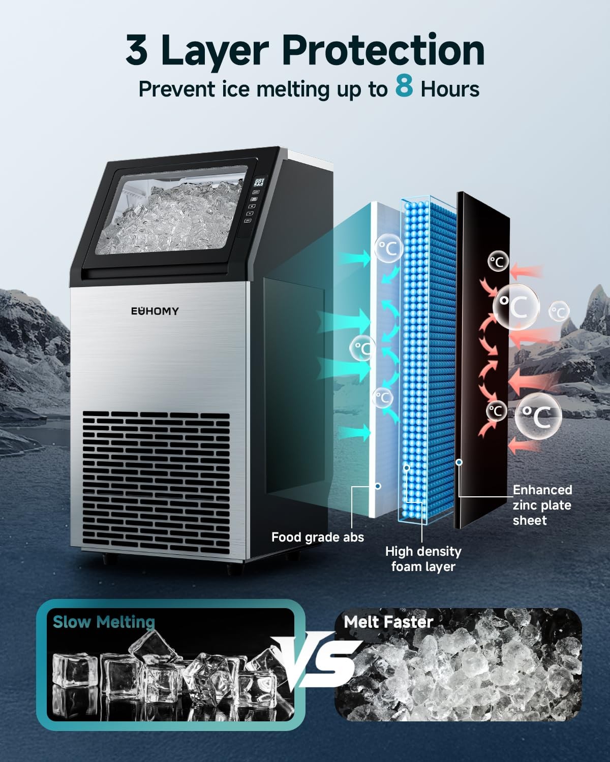 Commercial Ice Maker Machine,120lbs/24H Stainless Steel Under Counter 120 pounds