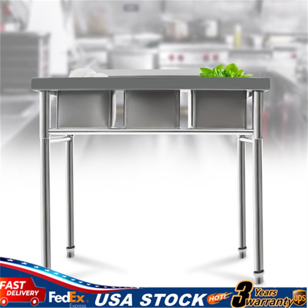 Commercial Stainless Steel 3-Compartment Sink for Kitchen & Catering Use