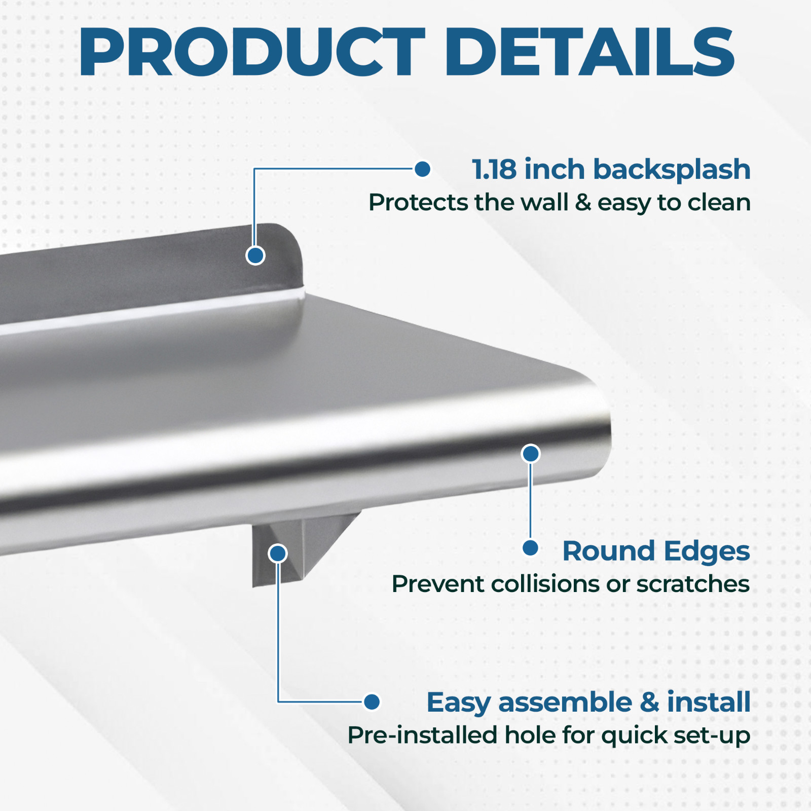 Commercial Stainless Steel Metal Work Appliance Storage Equipment – Wall Shelf
