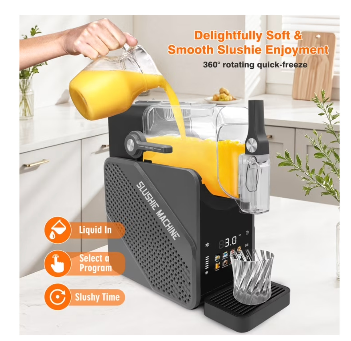 2.6L Slushie Machine & Soft Serve Ice Cream Maker with Rapid Freezing Technology