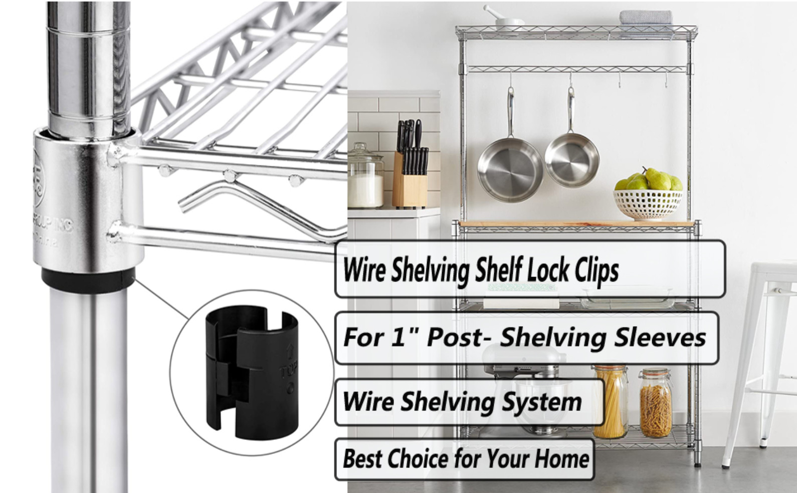Wire Shelf Clips,40-Packs Wire Shelving Shelf Lock Clips for 1 in Post- Black ..