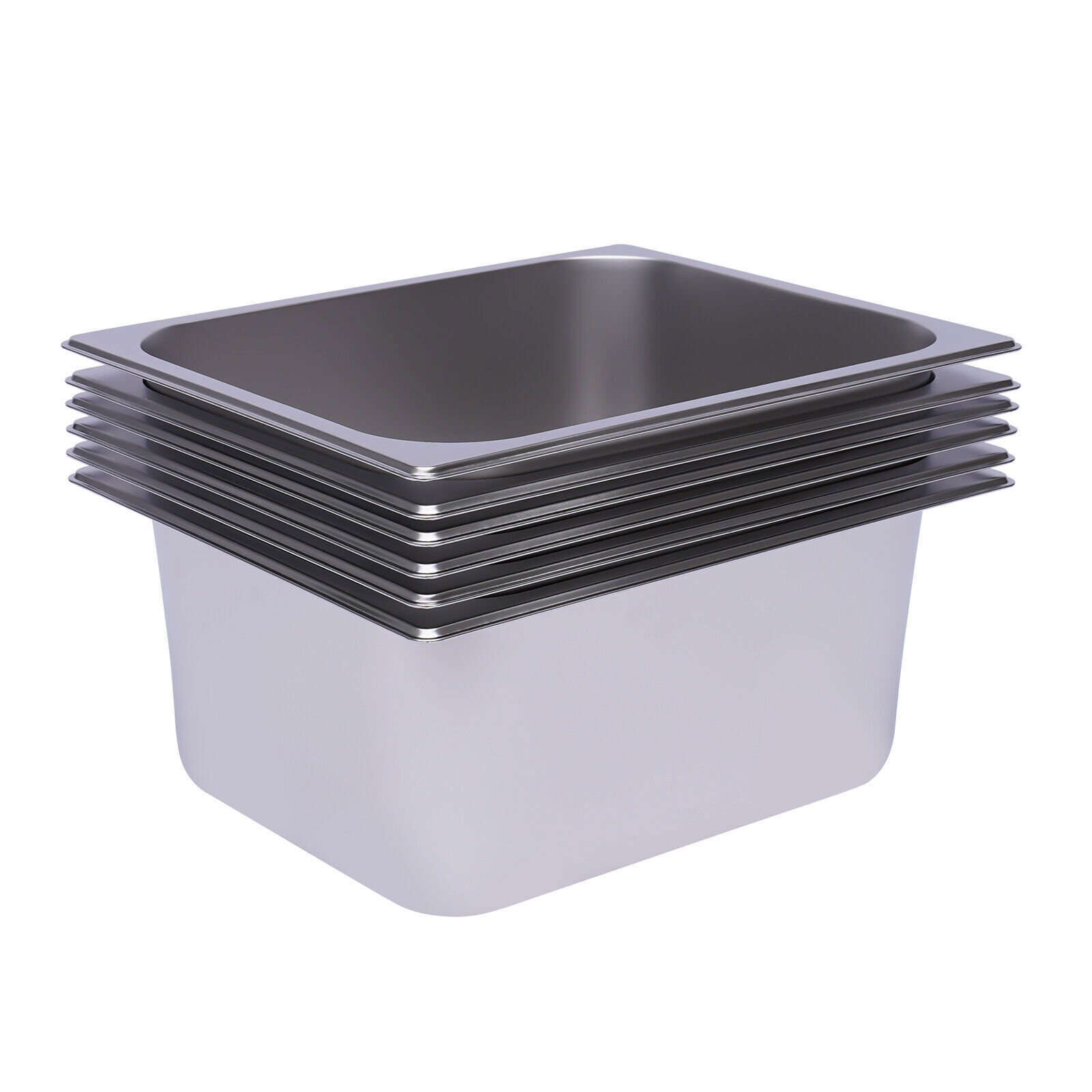 6PACK 1/2 Size 6″ Deep Stainless Steel Hotel Steam Prep Table Buffet Food Pan US