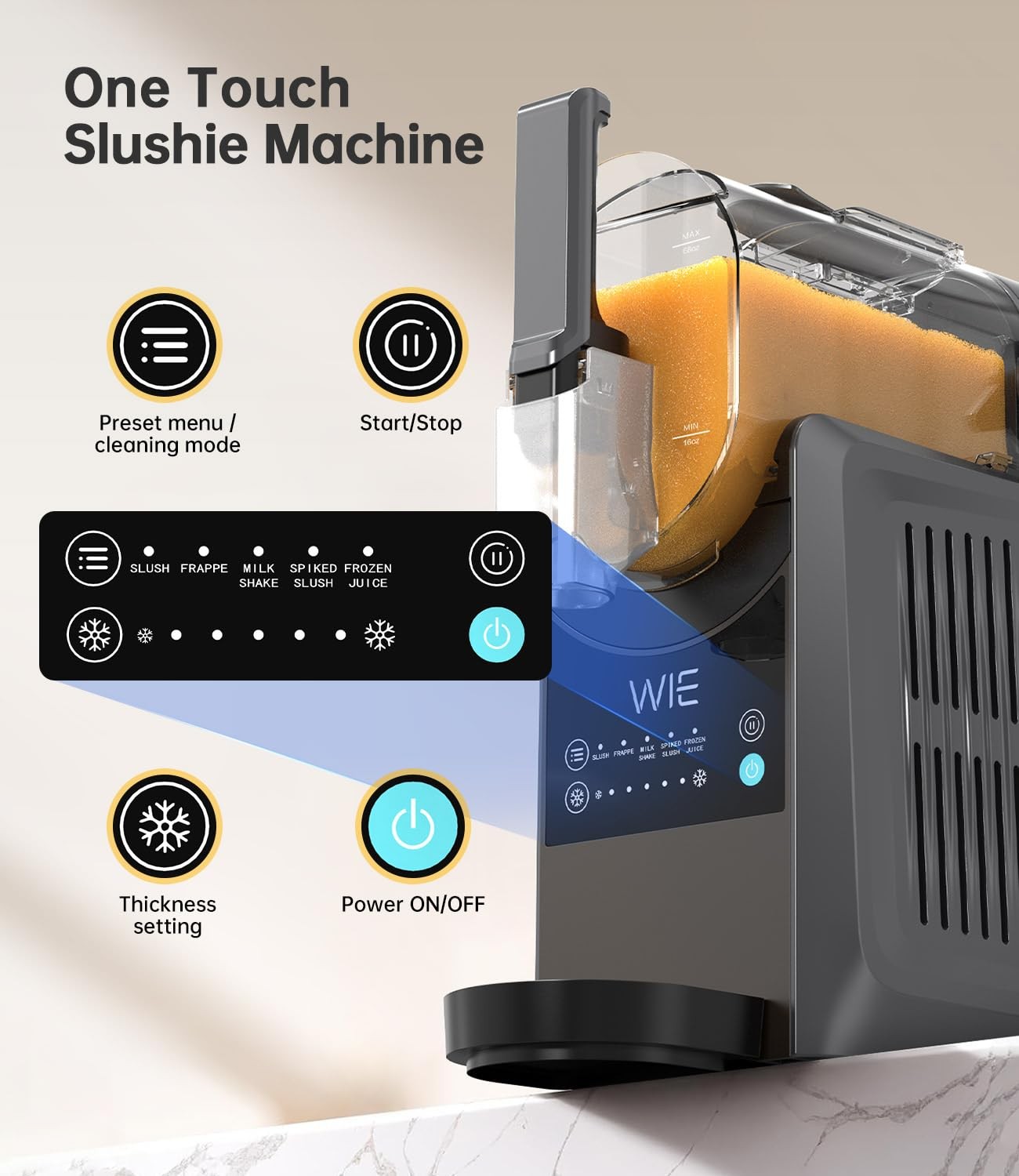 WIE Slushie Machine for Home, 88oz Slushy Machine No Ice Needed with 5 Presets,