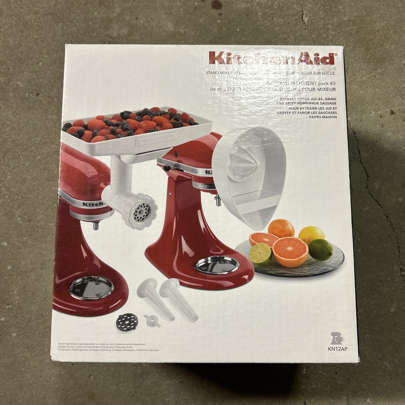 KitchenAid Stand Mixer Attachment Pack 3 Food Grinder, Citrus Juicer, Tray