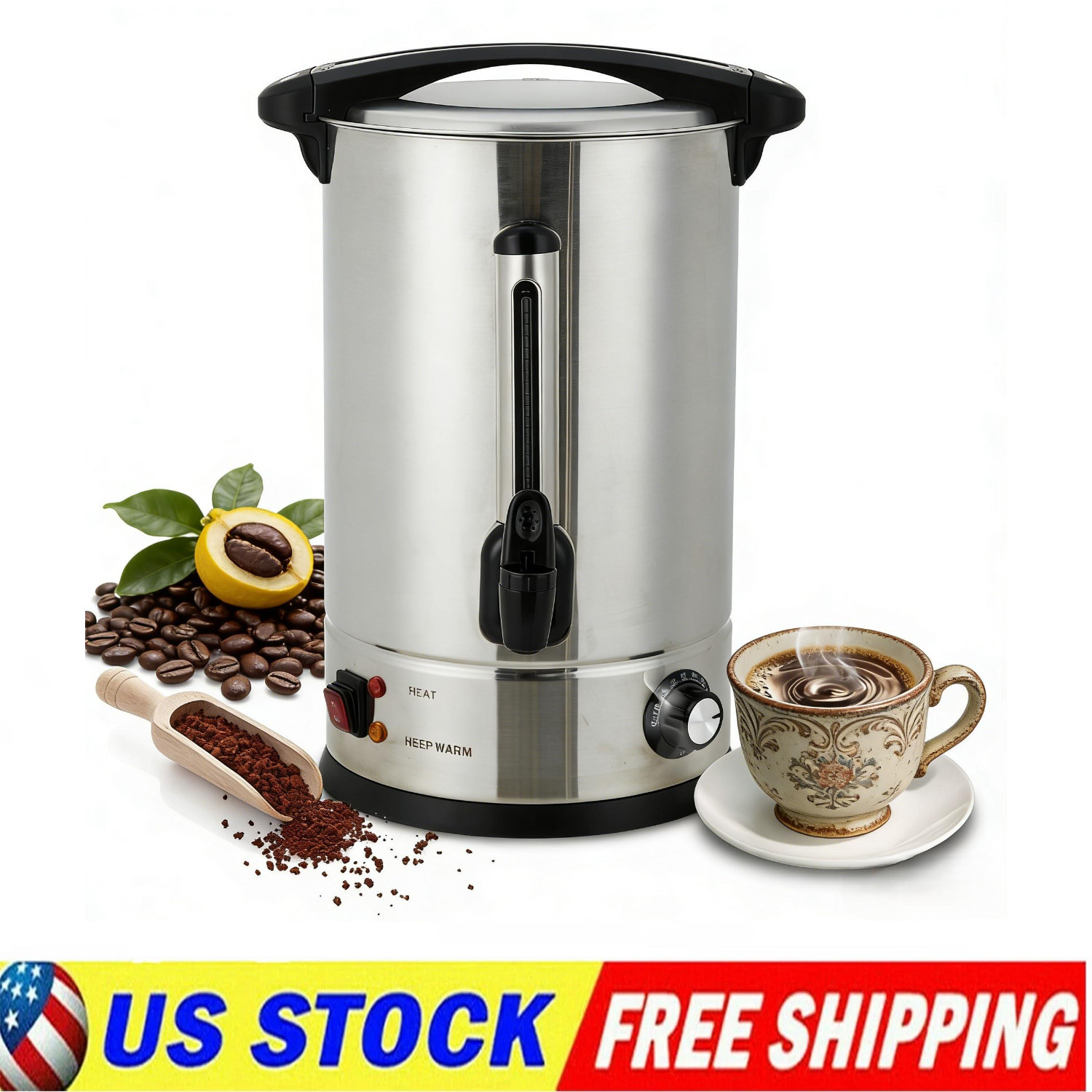 14 L/100 Cups Coffee Urn, Commerical Coffee Maker Large Percolator Pot Dispenser