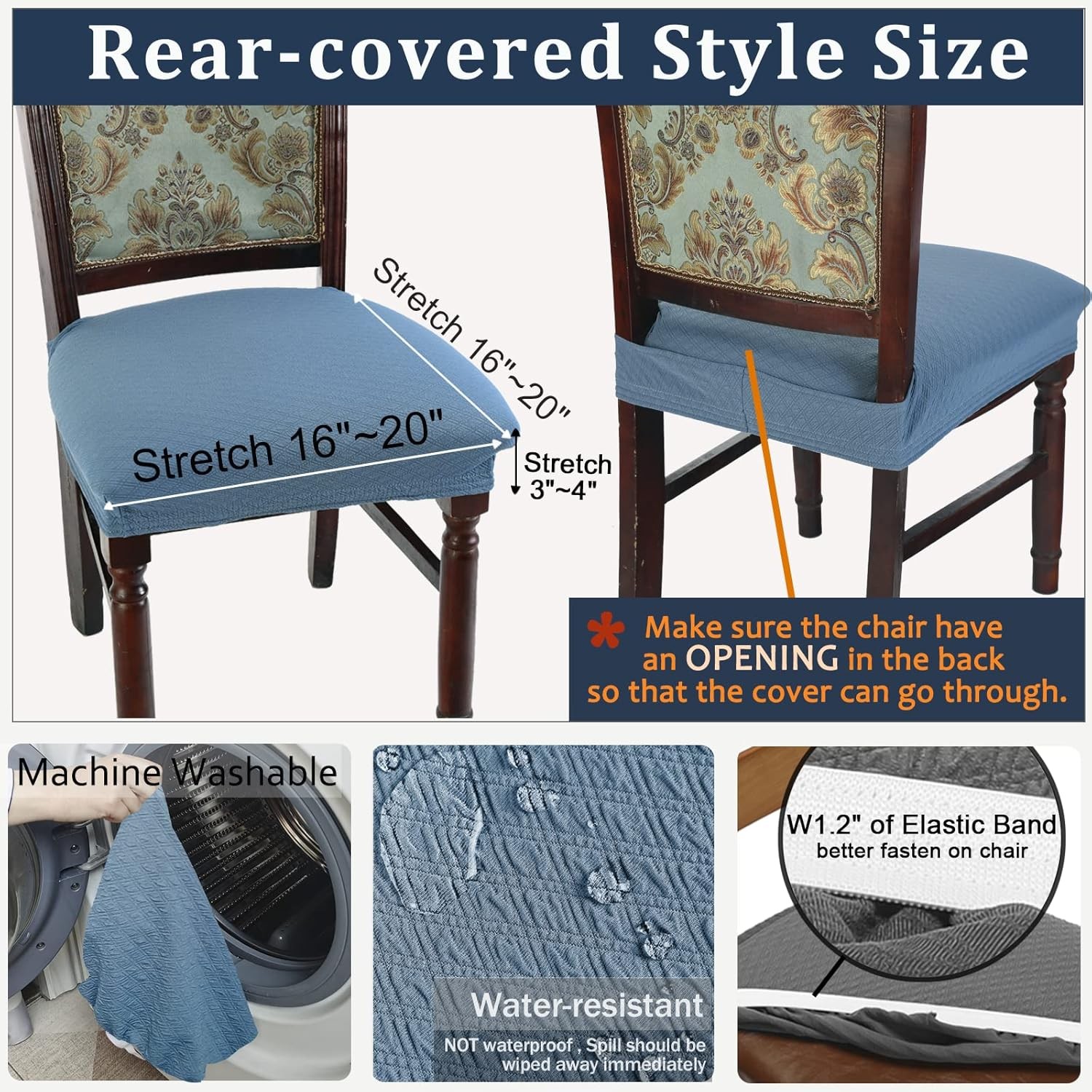 Dining Room Chair Covers Set of 6, Easy Installation Stretchy Jacquard Armless