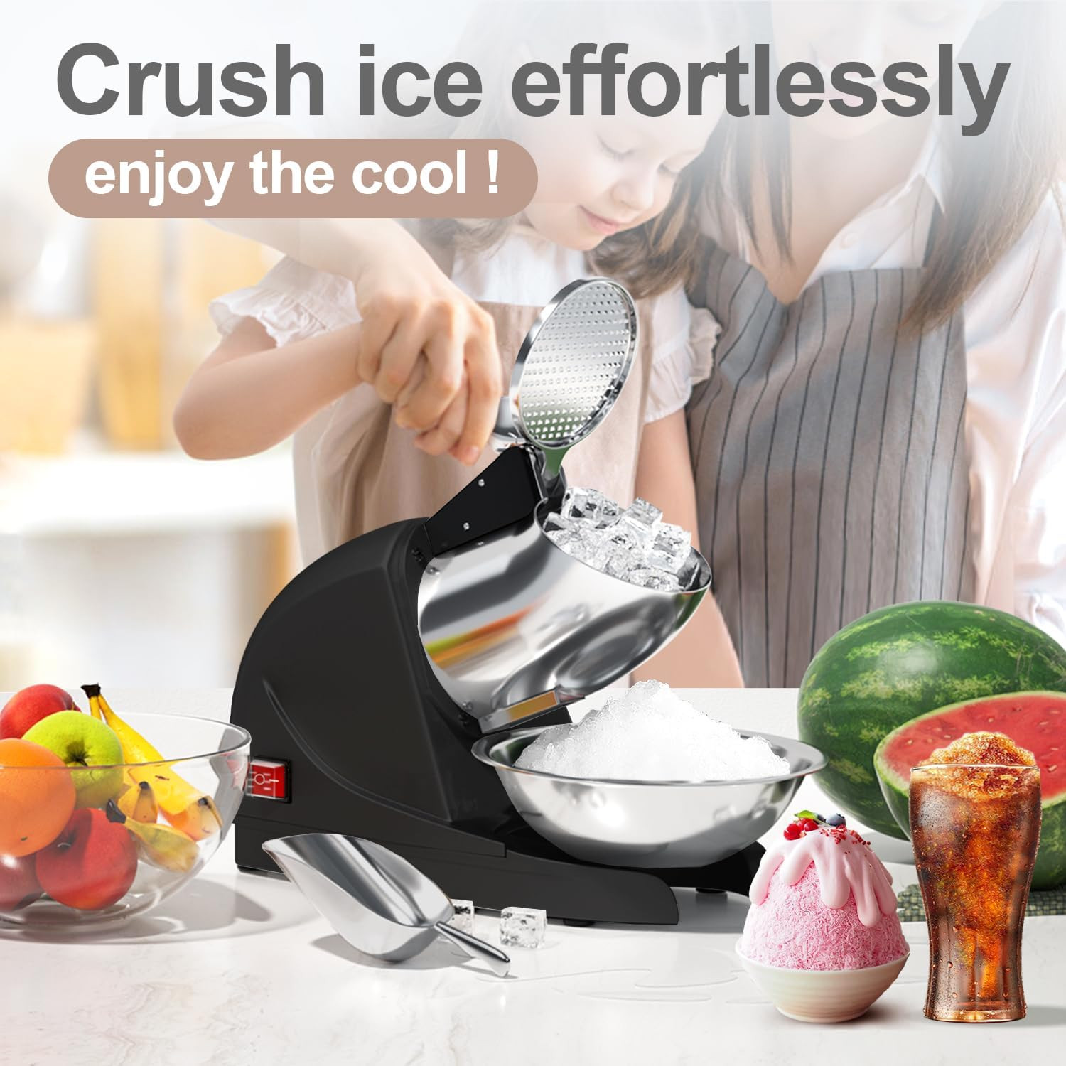High-Performance Shaved Ice Machine with 3 Blades – 280Lbs/Hr Capacity