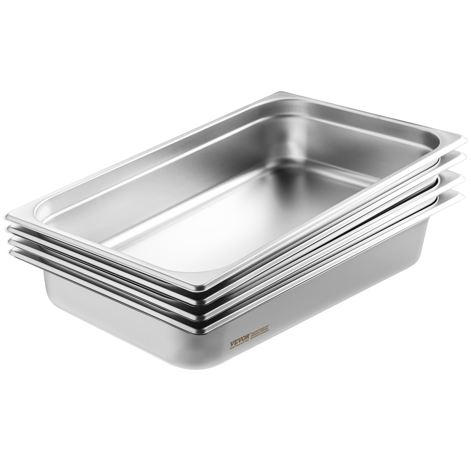 VEVOR 4 Pack Full Size Hotel Pans Steam Table Pan Stainless Steel 4″ Deep Lid