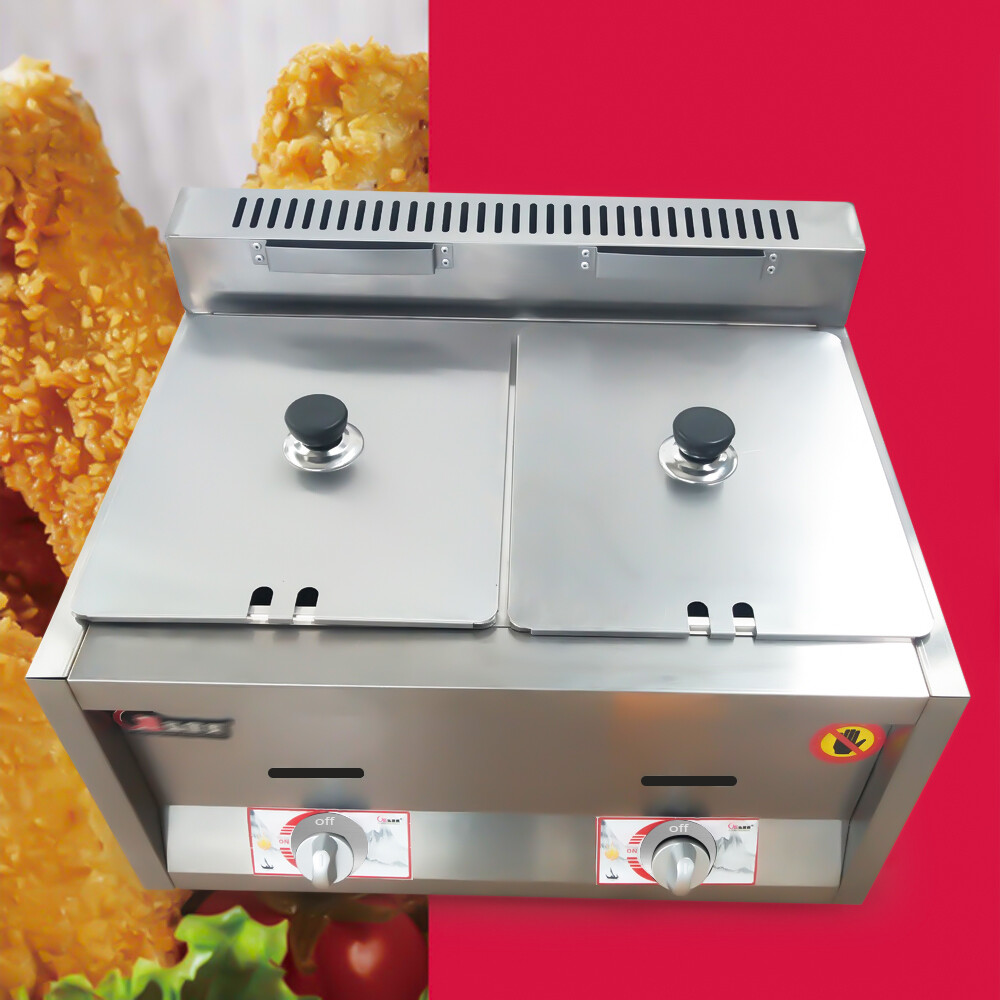 Commercial Propane Deep Fryer Countertop 12/18L Gas Fryer 2/3 Well LPG Gas Fryer