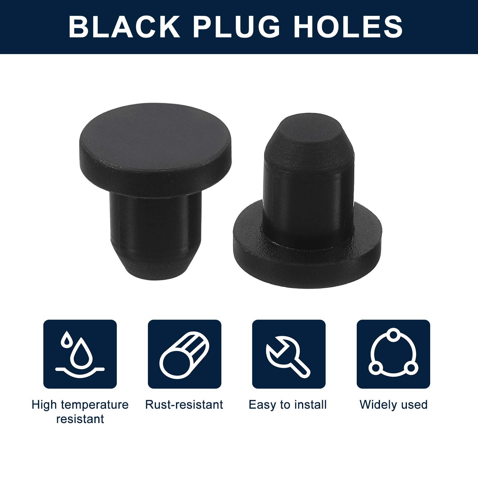32pcs Black Rubber Stopper 6.3mm Plug Holes for 6mm/0.24″ Hole