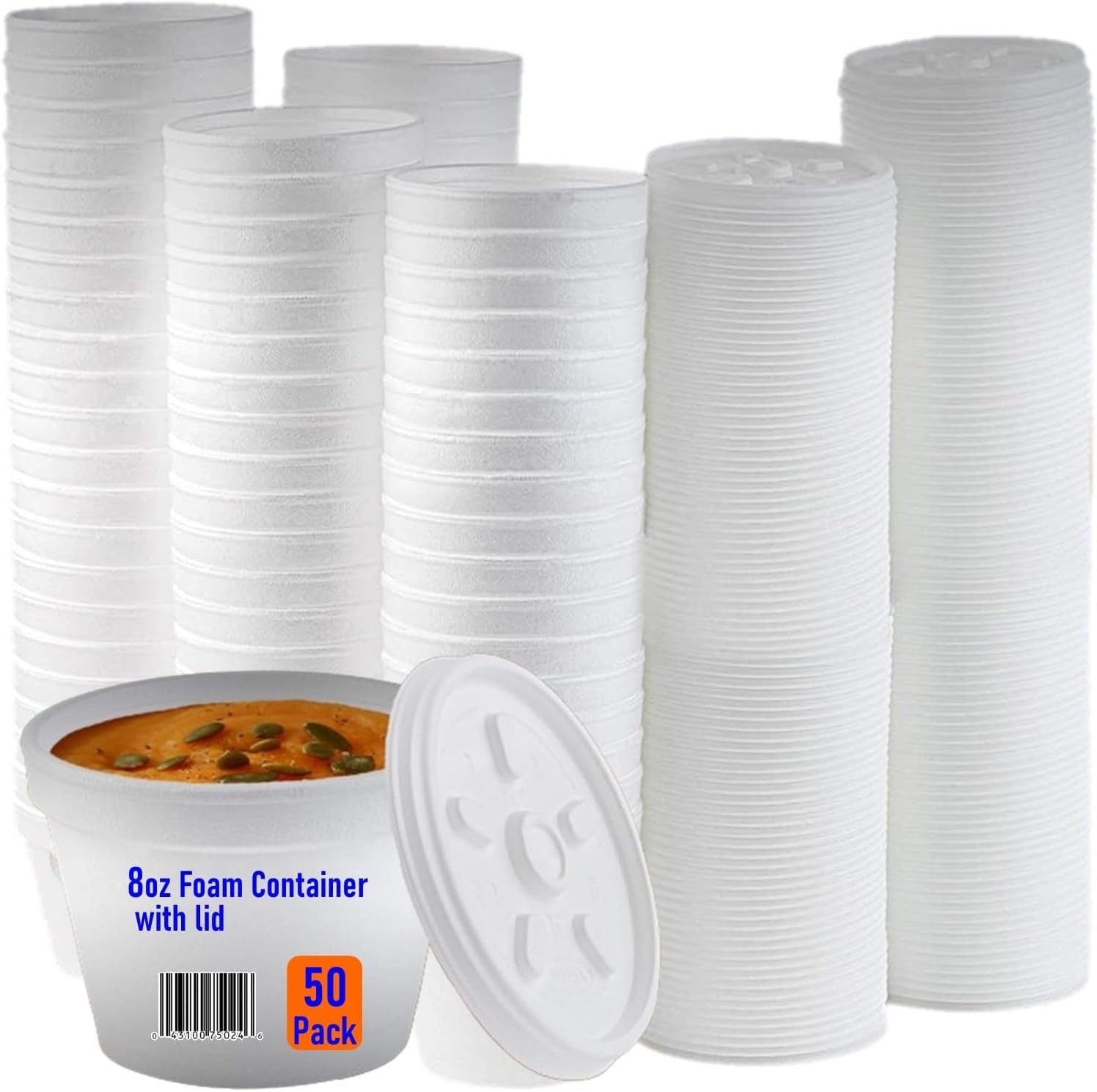 Foam Bowl with Lid for Hot and Cold Foods – 8 Ounce Disposable Soup Container…