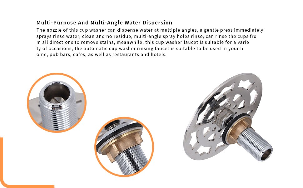 Cup Rinser Faucet Head, Stainless Steel Automatic Cup Washer, Bar Glass Rinser