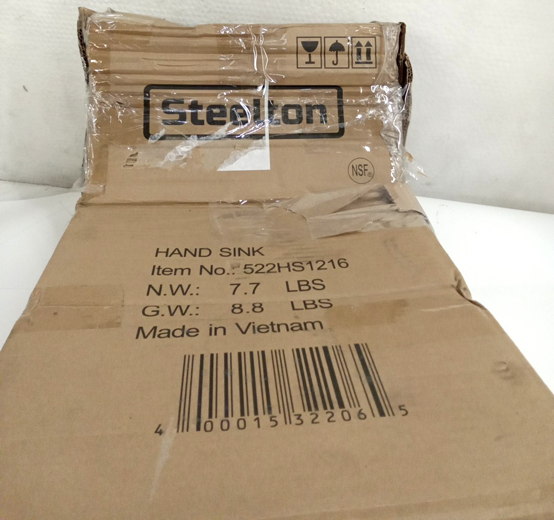 Steelton 522HS1216 Wall Mounted Hand Sink w/Gooseneck Faucet, 8″ High Backsplash