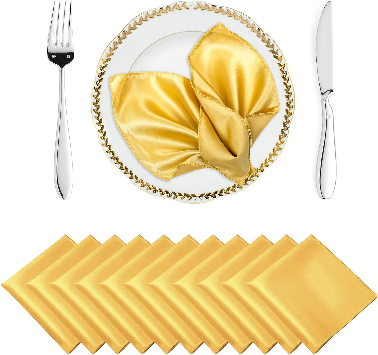 ® Pack of 100 Satin Napkin Square 12 x 12 Inches Sliky Smooth Dinner Table