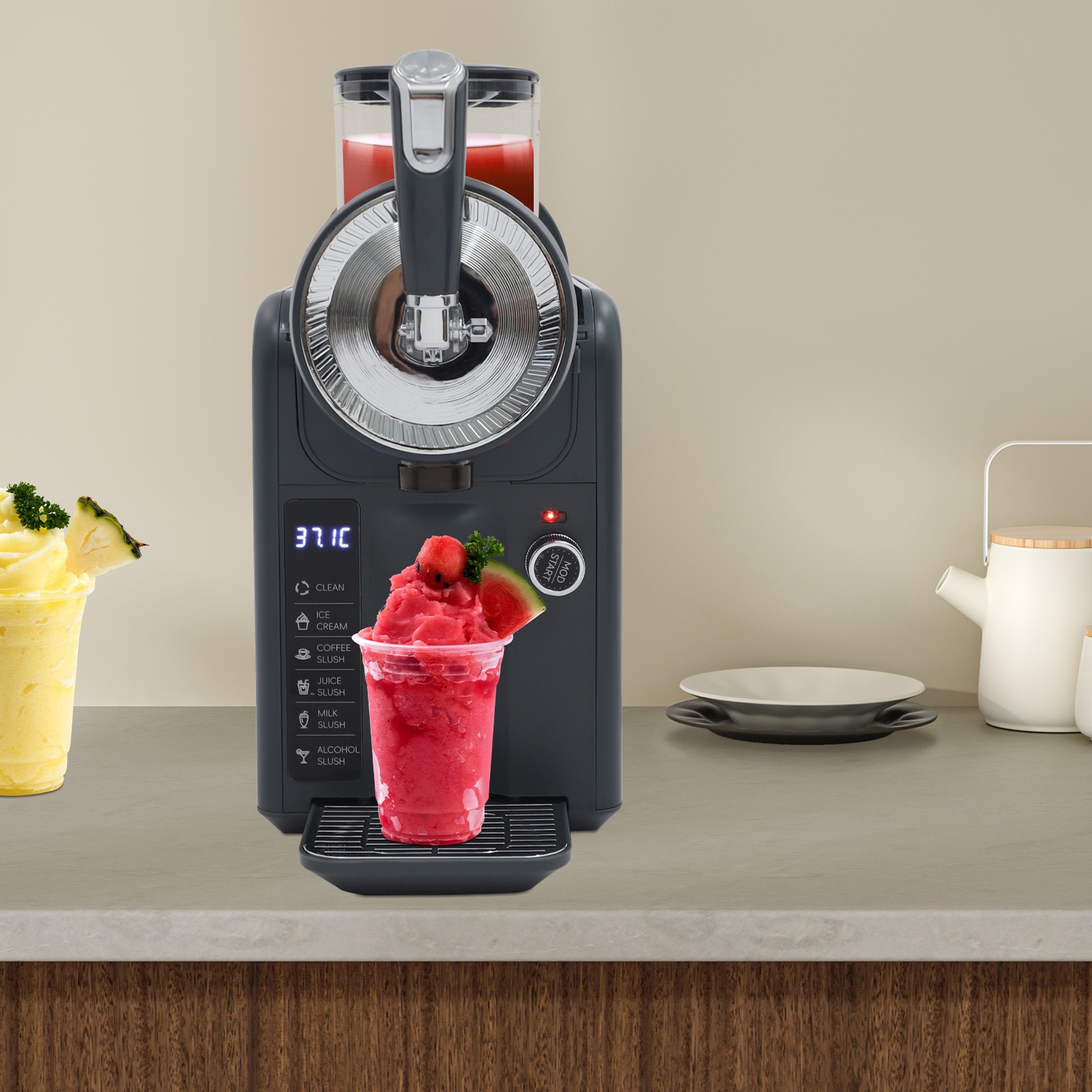 Frozen Drink Machine Set Shaved Ice Tool for Home with Self-Cleaning Function