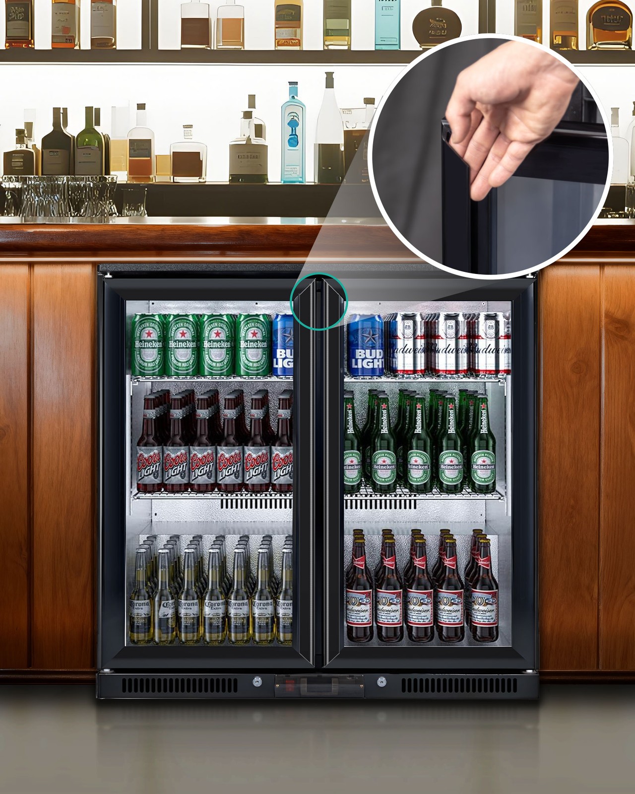 54» Counter Height Back Bar Cooler Glass 3 Doors Sliding Beverage Refrigerator