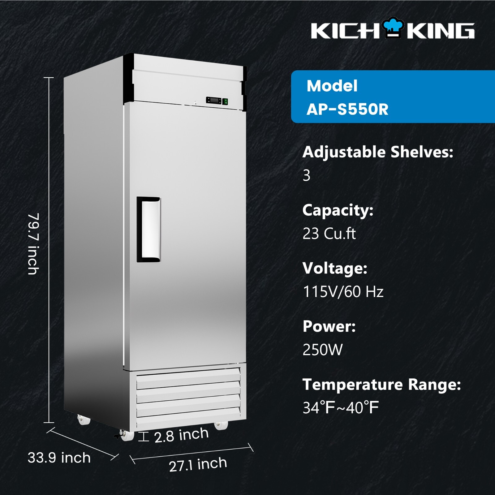 Commercial Single Door Merchandiser Reach In Stainless Steel Refrigerator Cooler