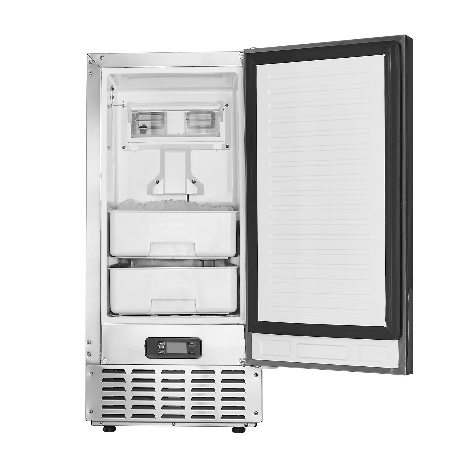 66LB/Day Built-In Nugget Ice Maker Under Counter Stainless Steel Reversible