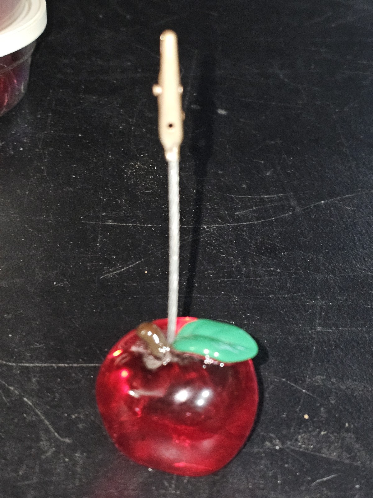 Vintage Red Resin Apple Silver Clip Memo Note Natural Nutrition Mont Card Holder