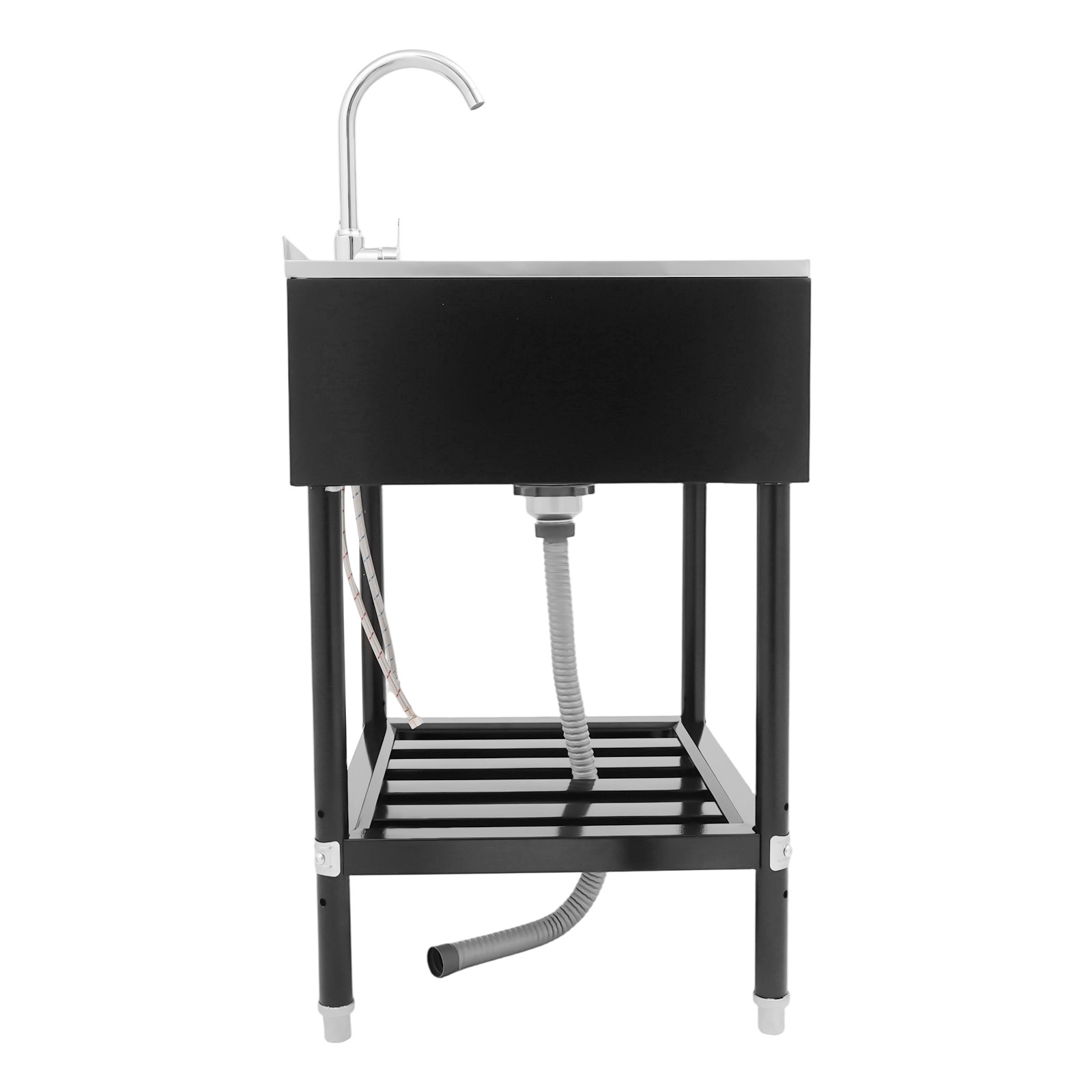 Freestanding Stainless Steel Utility Sink with Pull-Out Faucet for Kitchen
