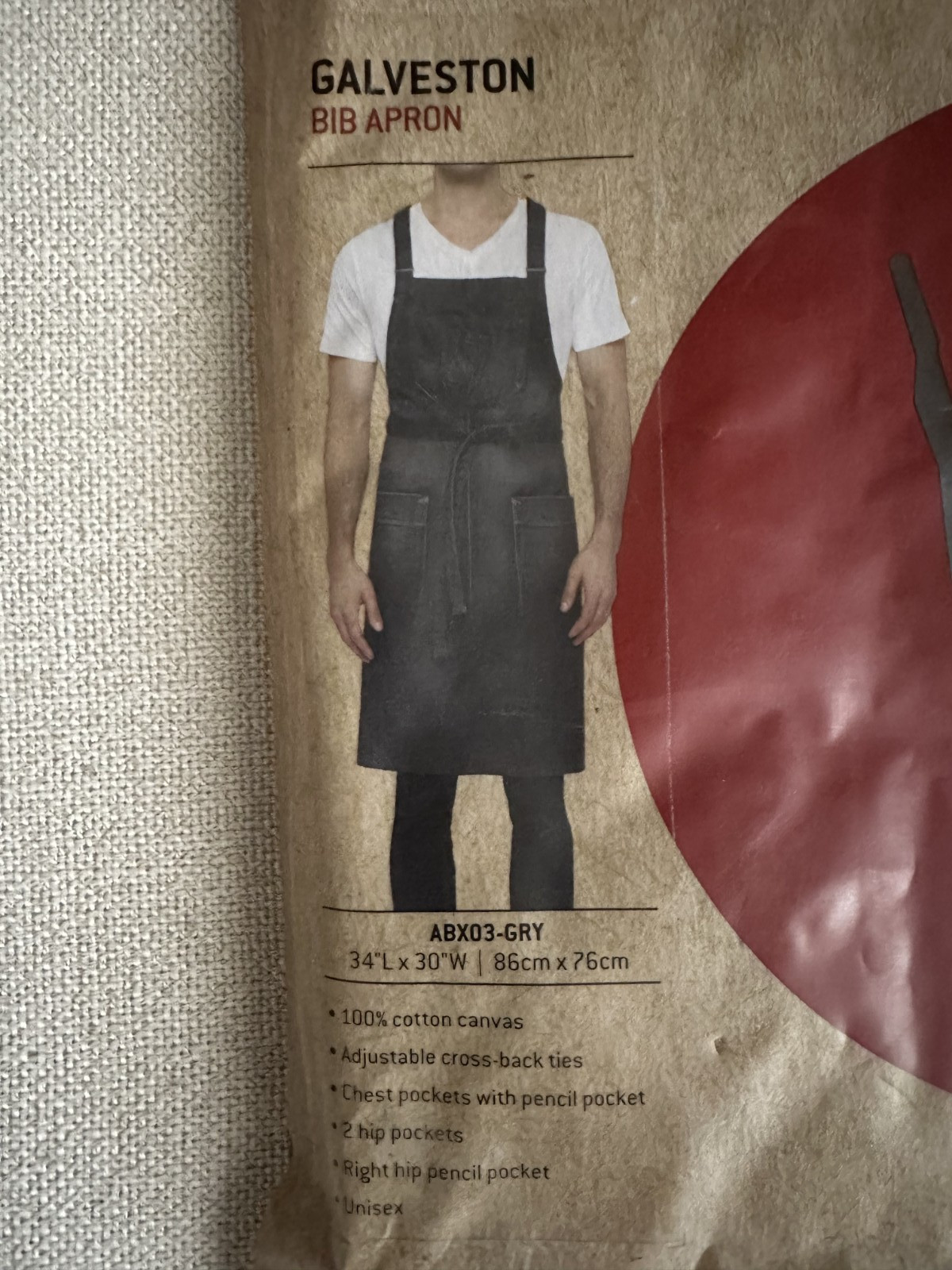NEW! Chef Works Urban Apron Collection Galveston Bib Apron Gray One Size ABX03