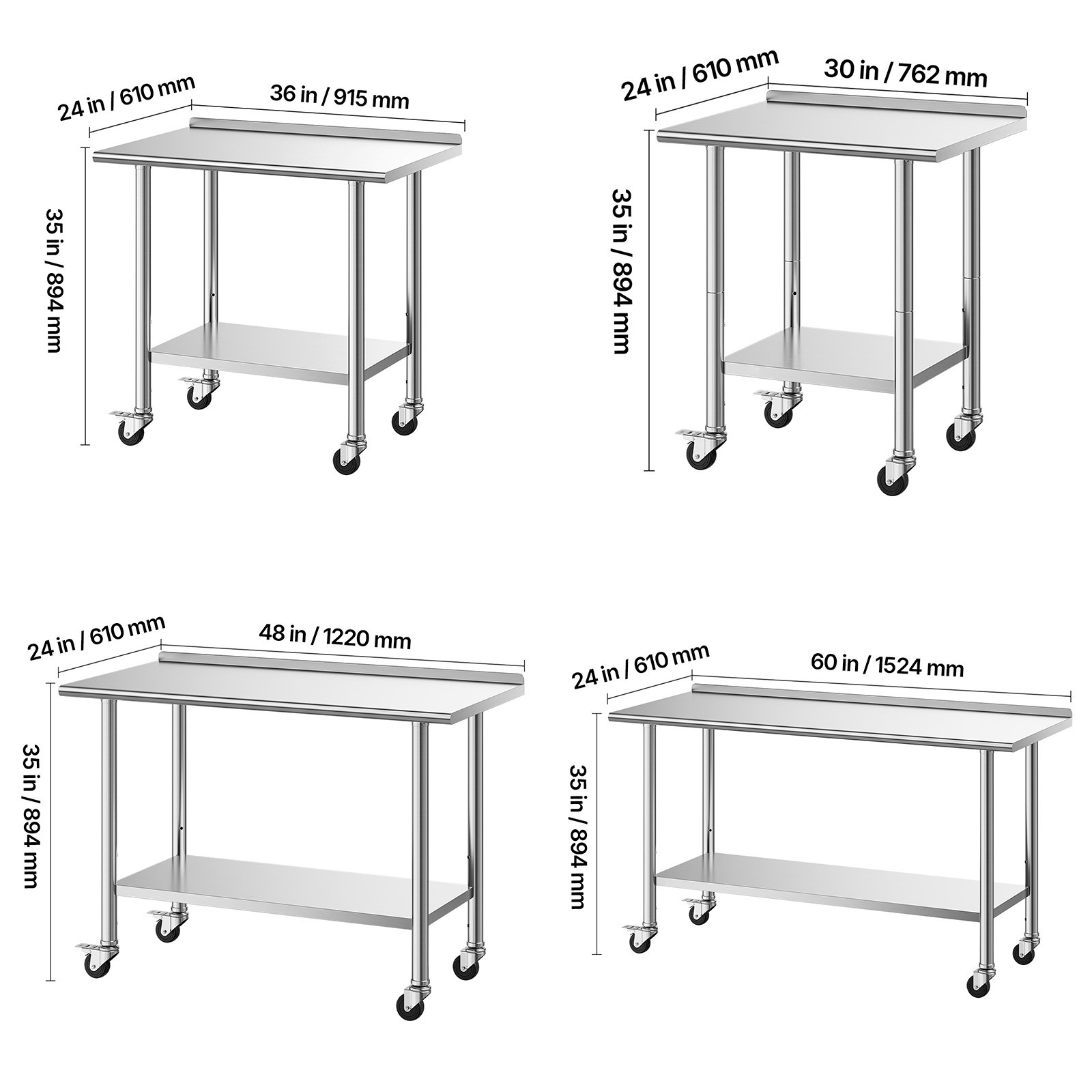 Uimoso Commercial Stainless Steel Kitchen Prep Table for Catering Various Sizes