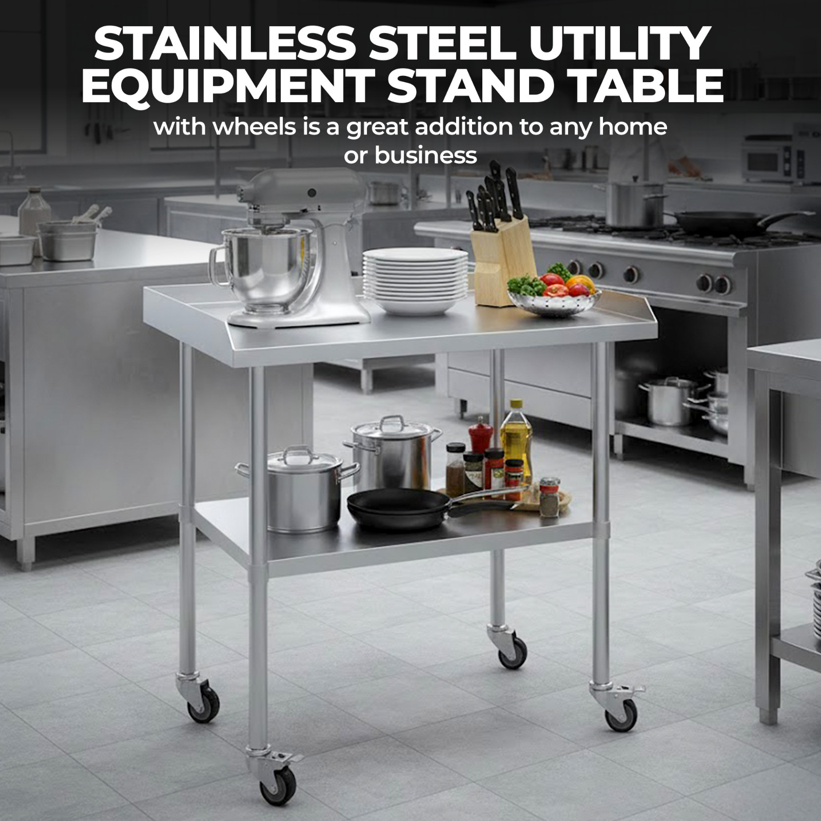 🛠️ Stainless Steel Equipment Stand with Wheels – 72″ x 30″ | Heavy Duty | NSF