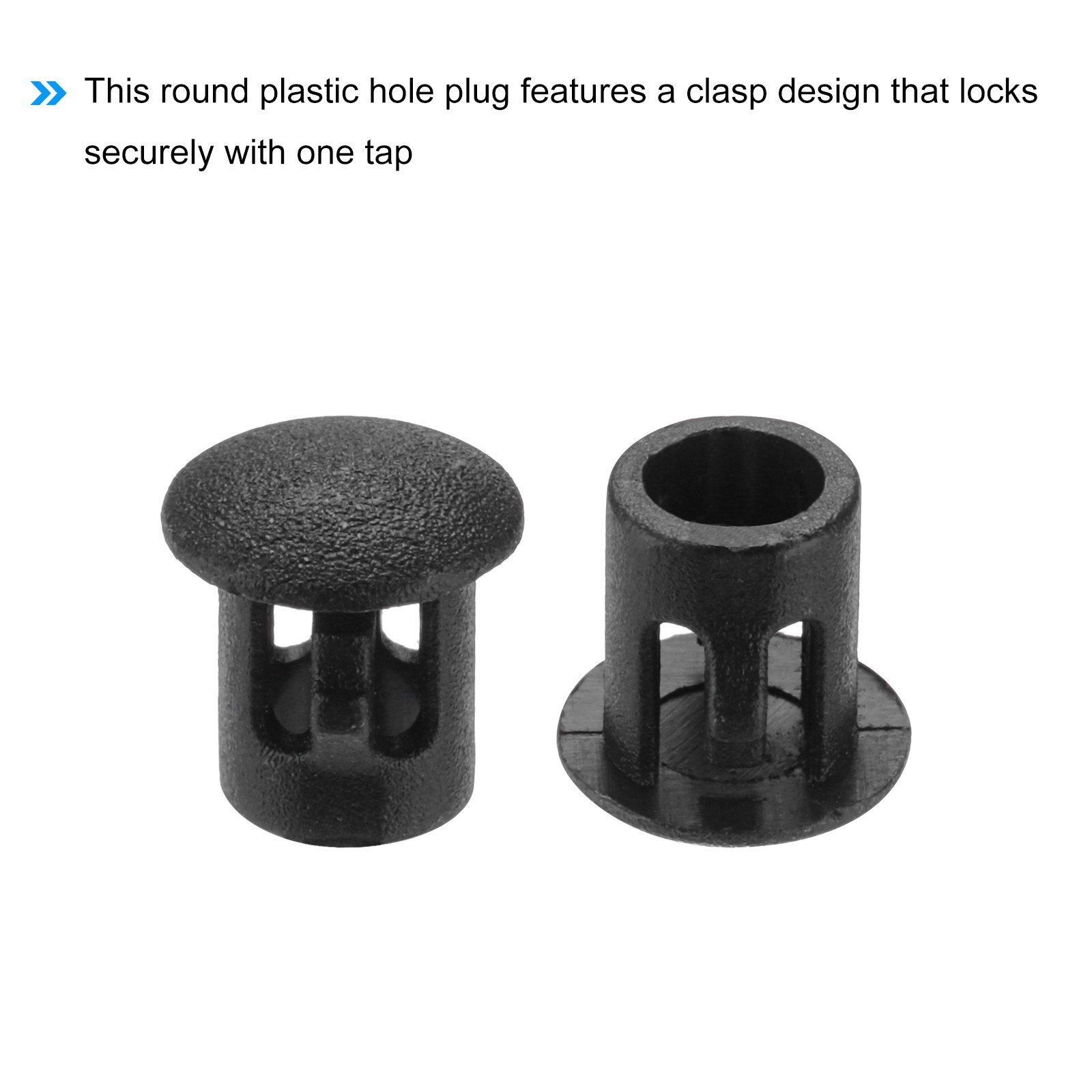 32Pcs 6mm(1/4′) Black Nylon Plastic Round Locking Hole Plugs Insert End Caps