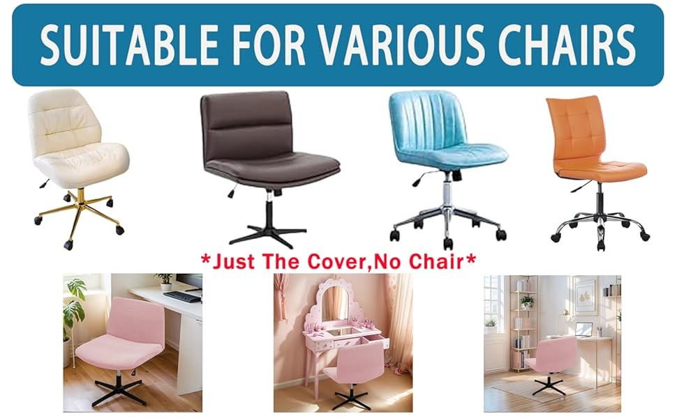 Vanity Chair Cover Criss Cross Chair Cover Waterproof and Elastic Armless Chair