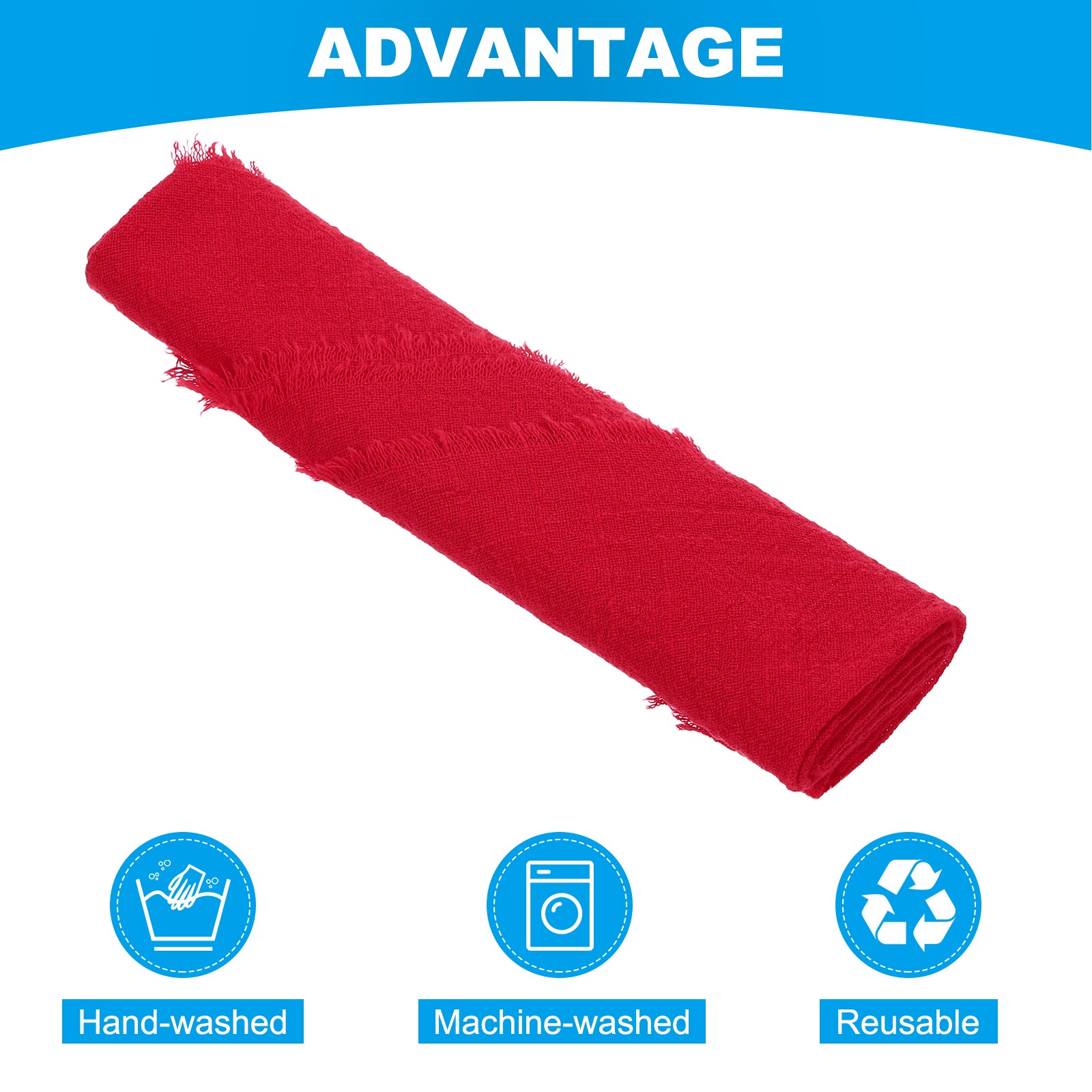 10pcs Cloth Napkins 16.5×16.5 Inches Cotton Linen Napkins with Fringe Red
