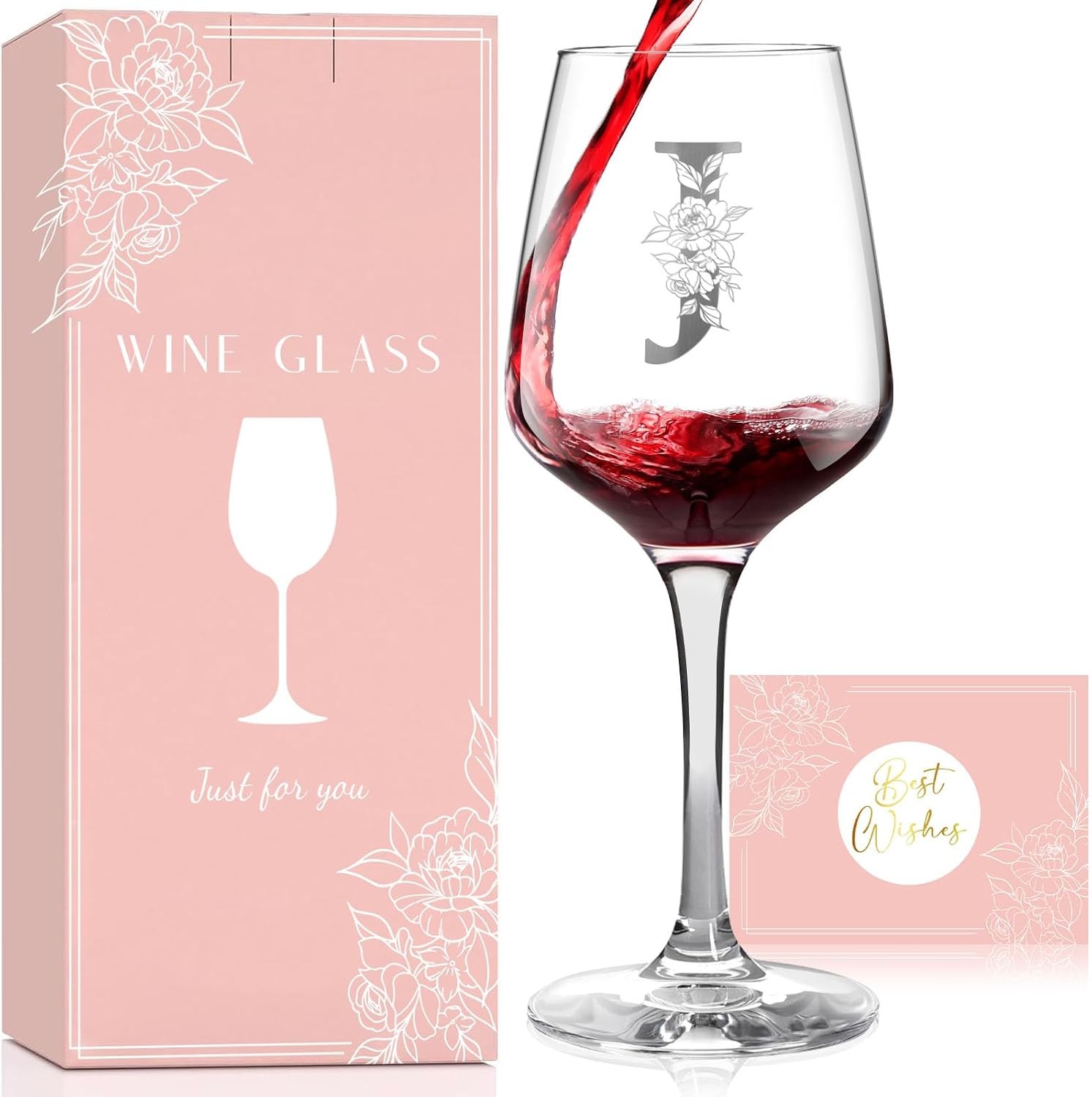 Monogrammed Wine Glass Gifts for Women Personalized A-Z Wine Glass Customized