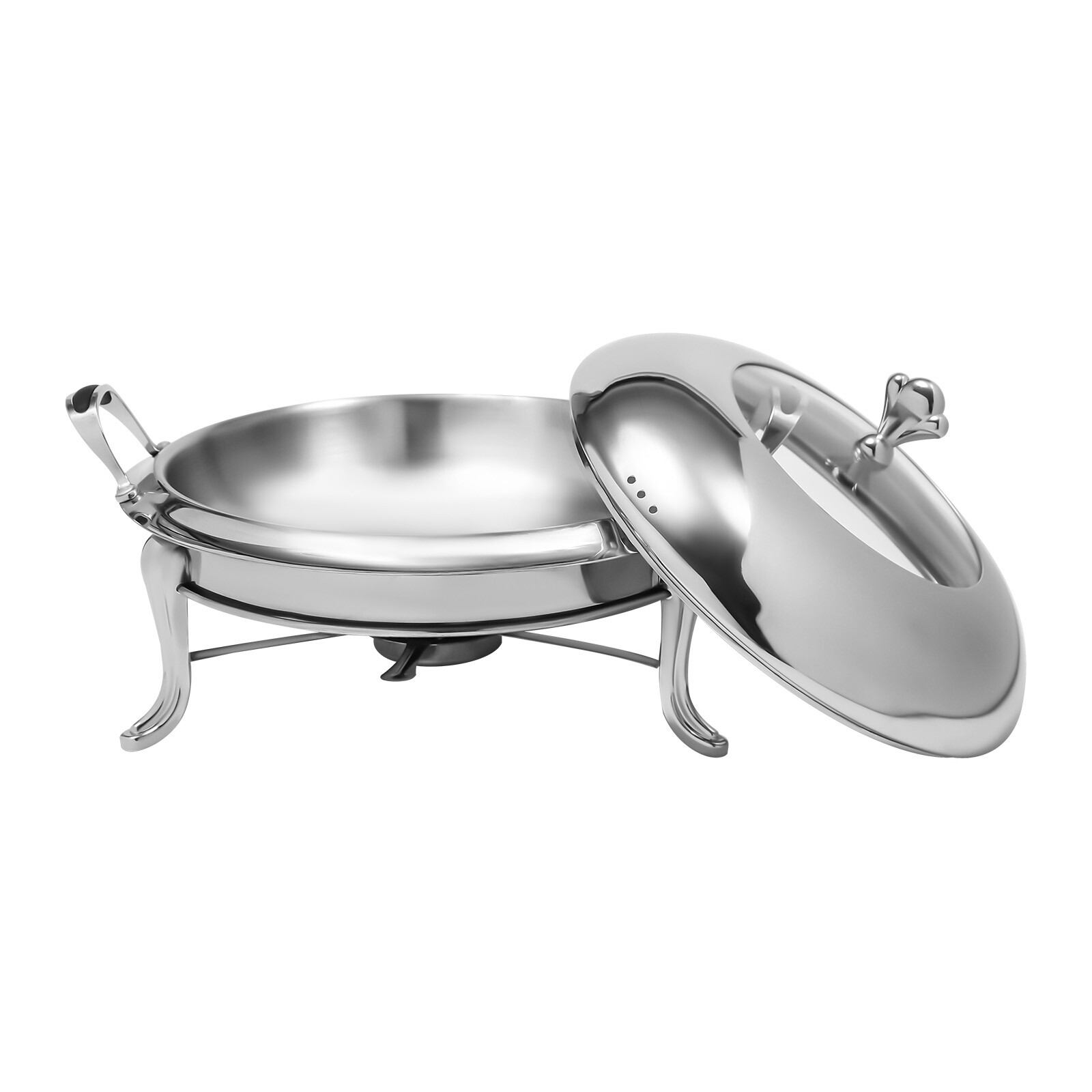 Large 24cm Round Chafing Dish Stainless Steel Catering Dish Buffet Chafer Silver