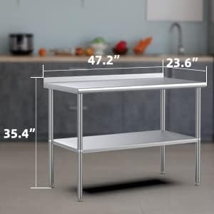 48» x 24» Stainless Steel Table for Prep & Work with Adjustable UnderShelf