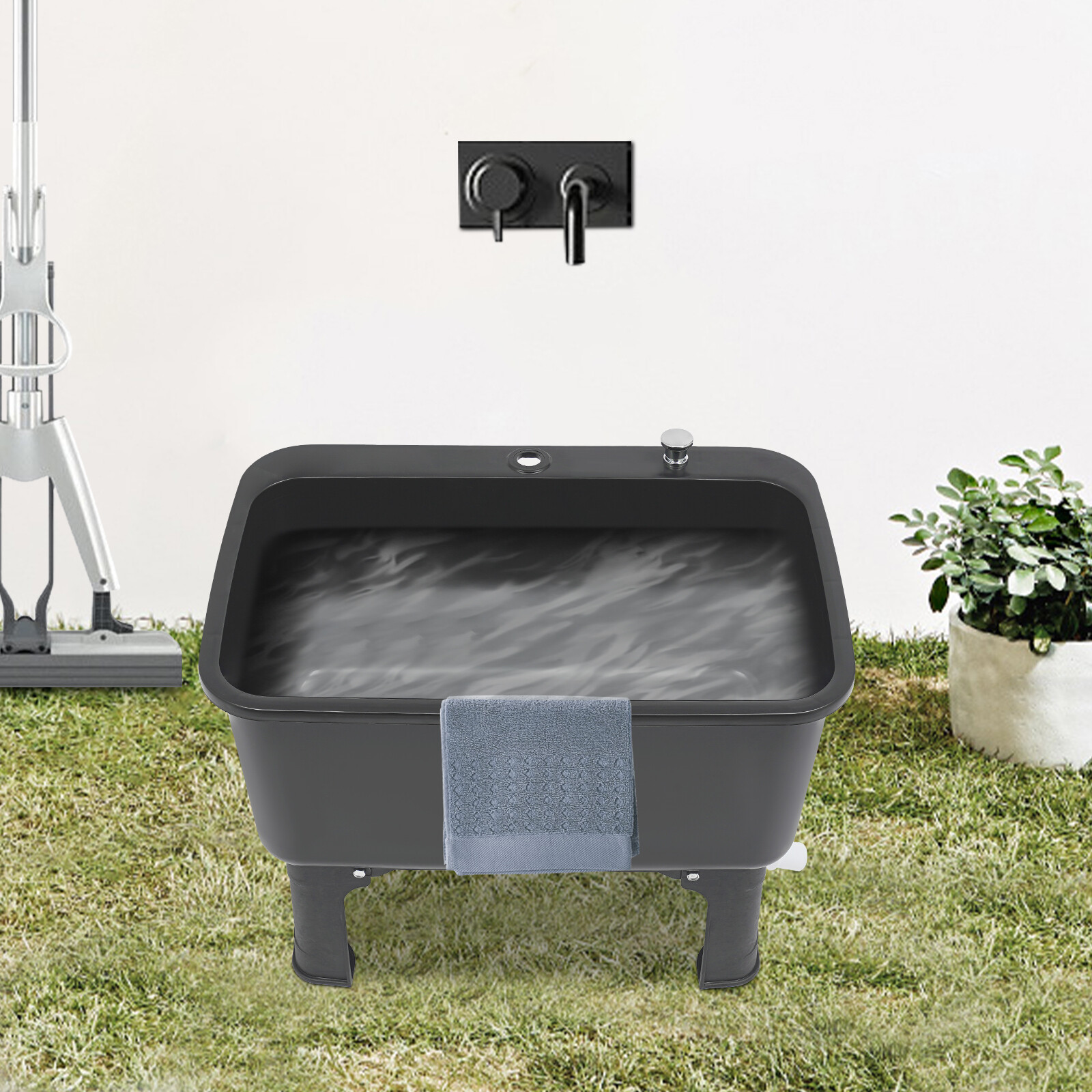Portable Floor Mop Sink, Large Capacity Mop Bucket Freestanding Utility Mop Sink