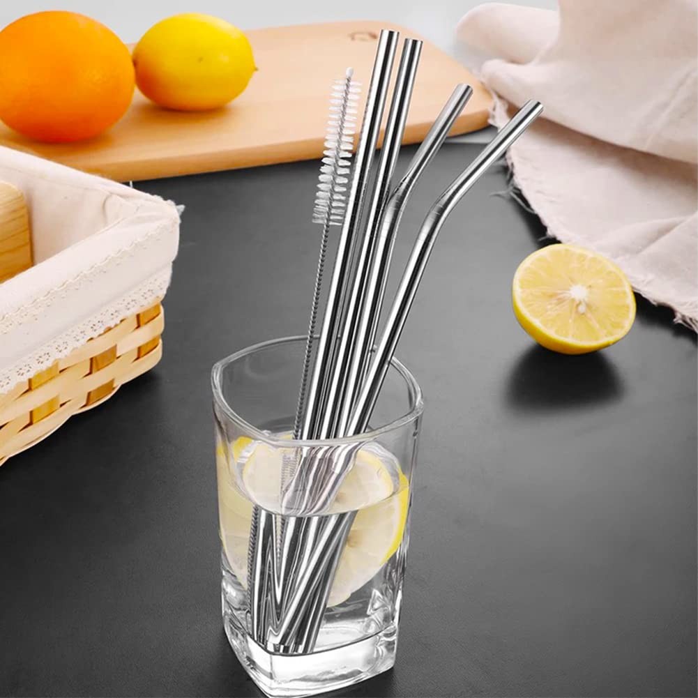 20-Pack Reusable Stainless Steel Metal Straws with 2 Brushes for 20oz Tumblers