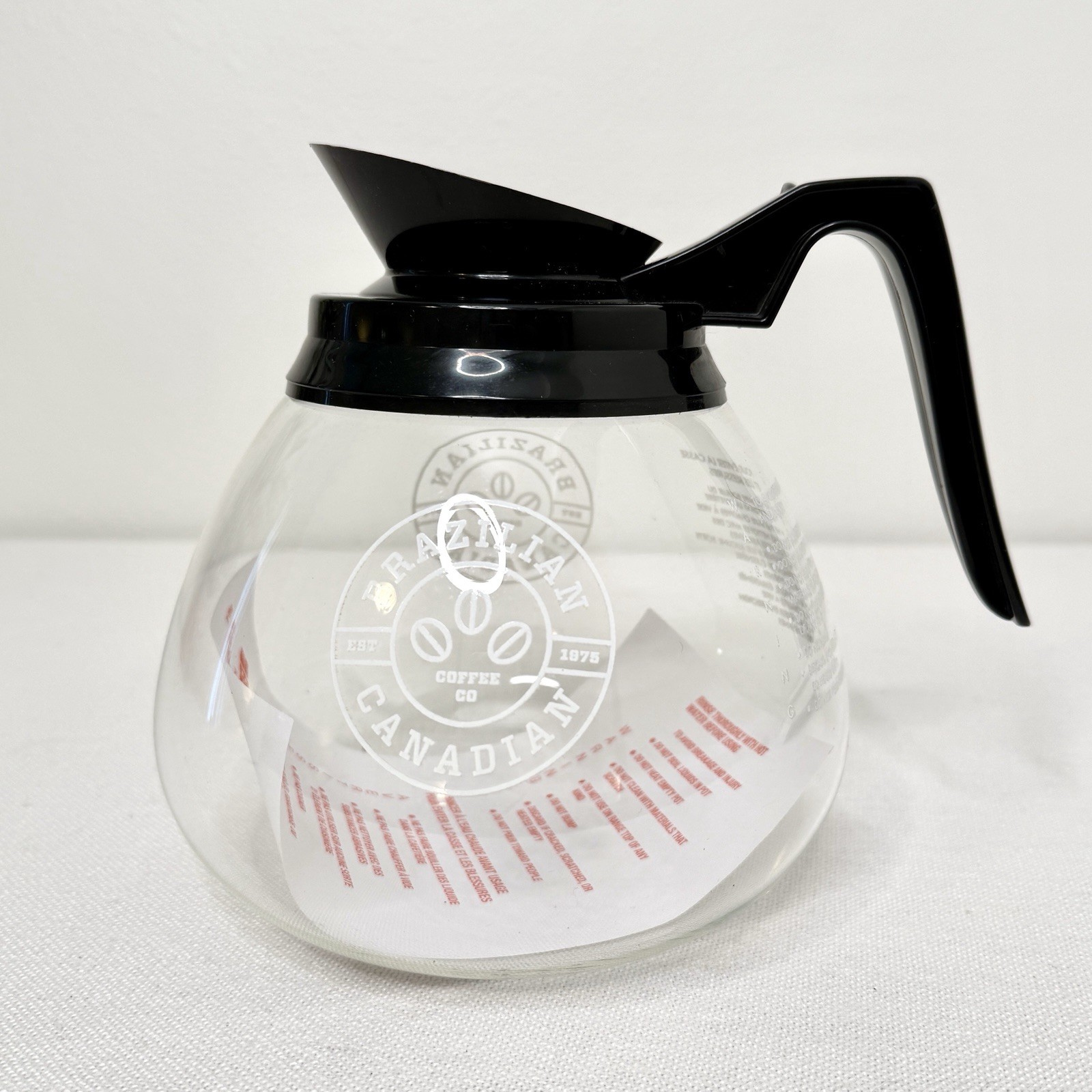 Bloomfield Commercial Regular Coffee Glass Carafe Pot Decanter Black Handle New