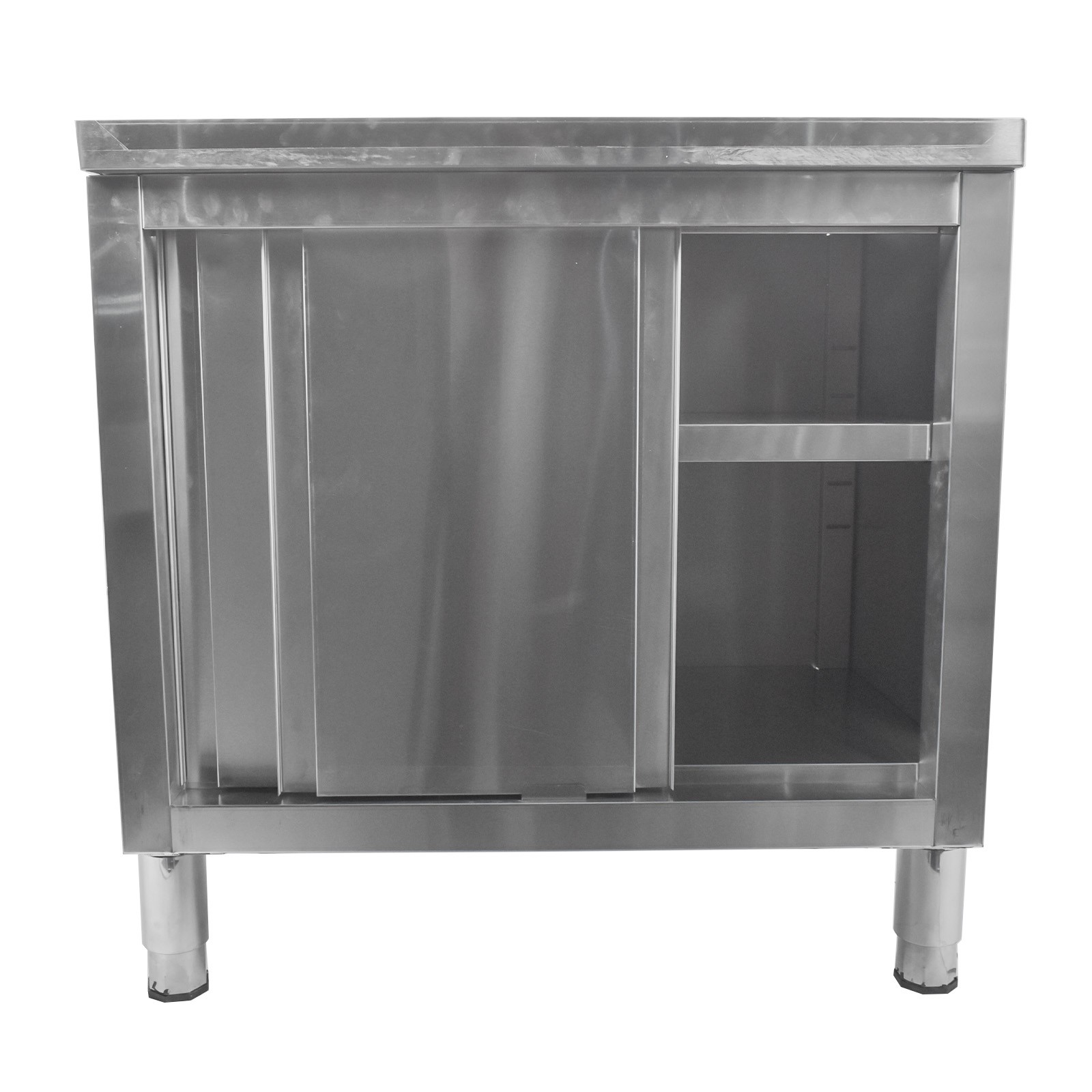 Stainless Steel Work Table with Cabinet Heavy Duty Prep Table Silver for Garage
