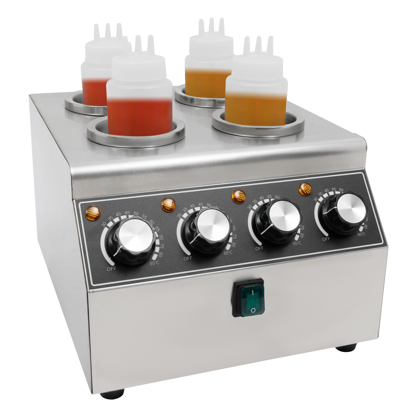 800W Electric Sauce Warm Heat Machine Sauce Warmer Dispenser w/Squeeze Bottle