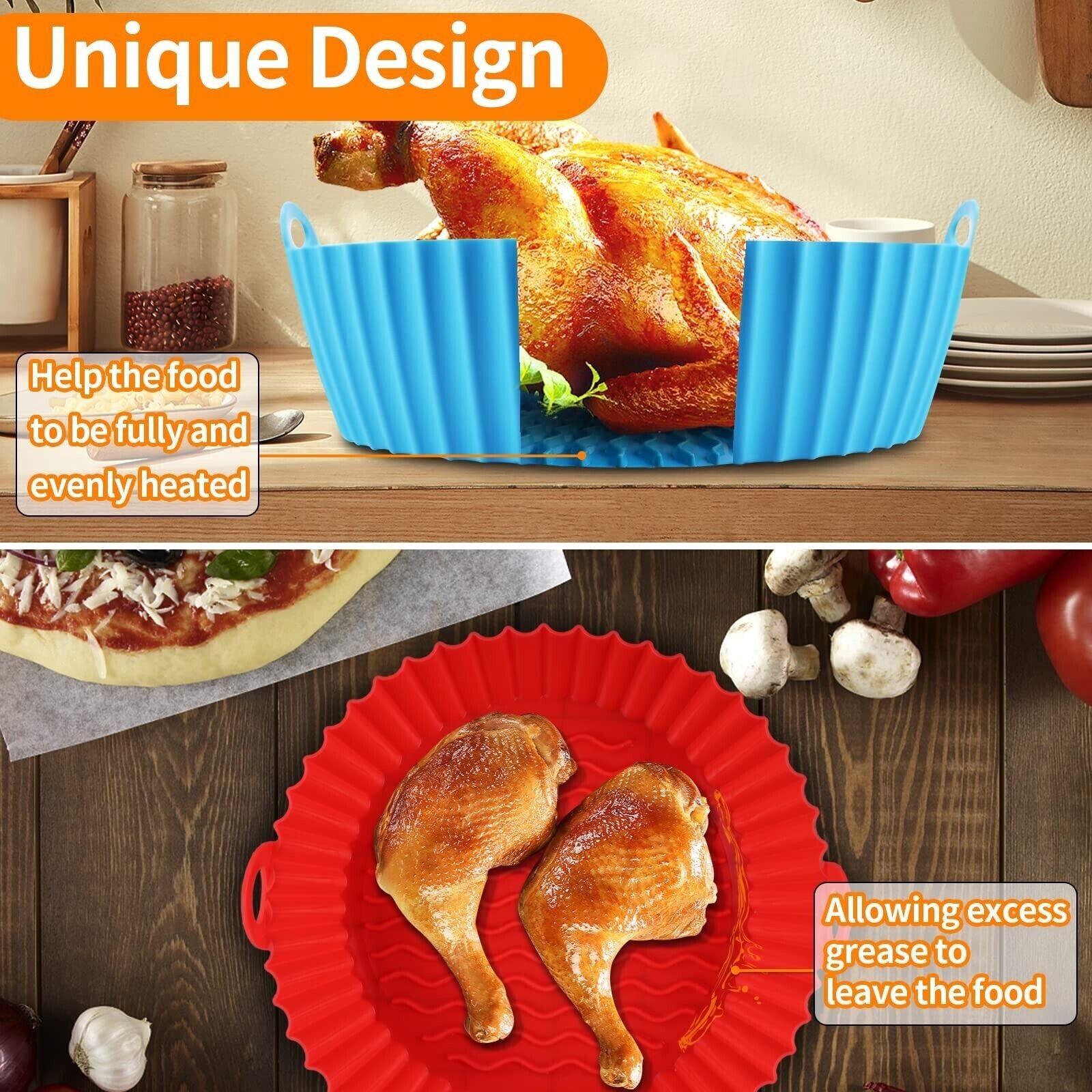 3 Pack Air Fryer Liner Silicon 7.5″ Reusable & Economic Silicone Pot for 3-5 QT
