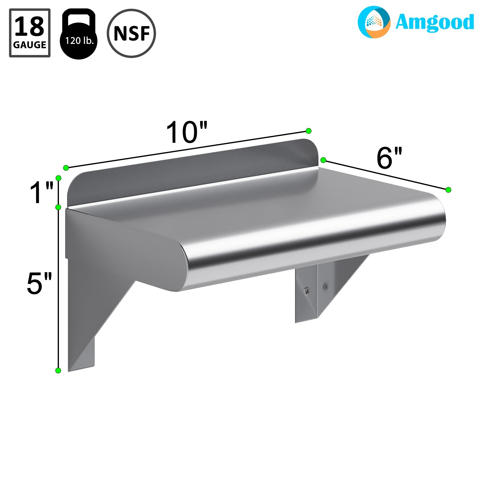 6 in. x 10 in. Stainless Steel Wall Shelf