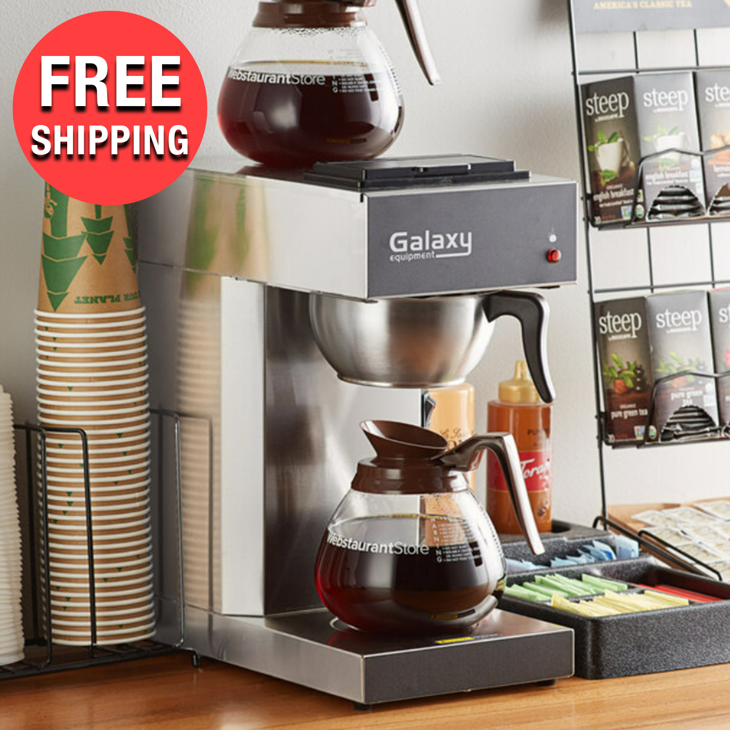 Coffee Maker Brewer Pourover Commercial Brew w/ 2 Warmers Toggle Controls | 120V