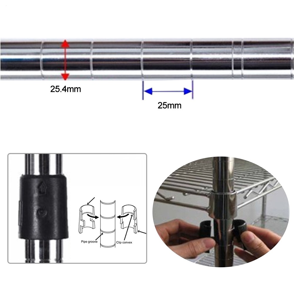 50-Packs Wire Shelf Clips Shelving Split Sleeves Lock Metal Rack Locking Plasti.