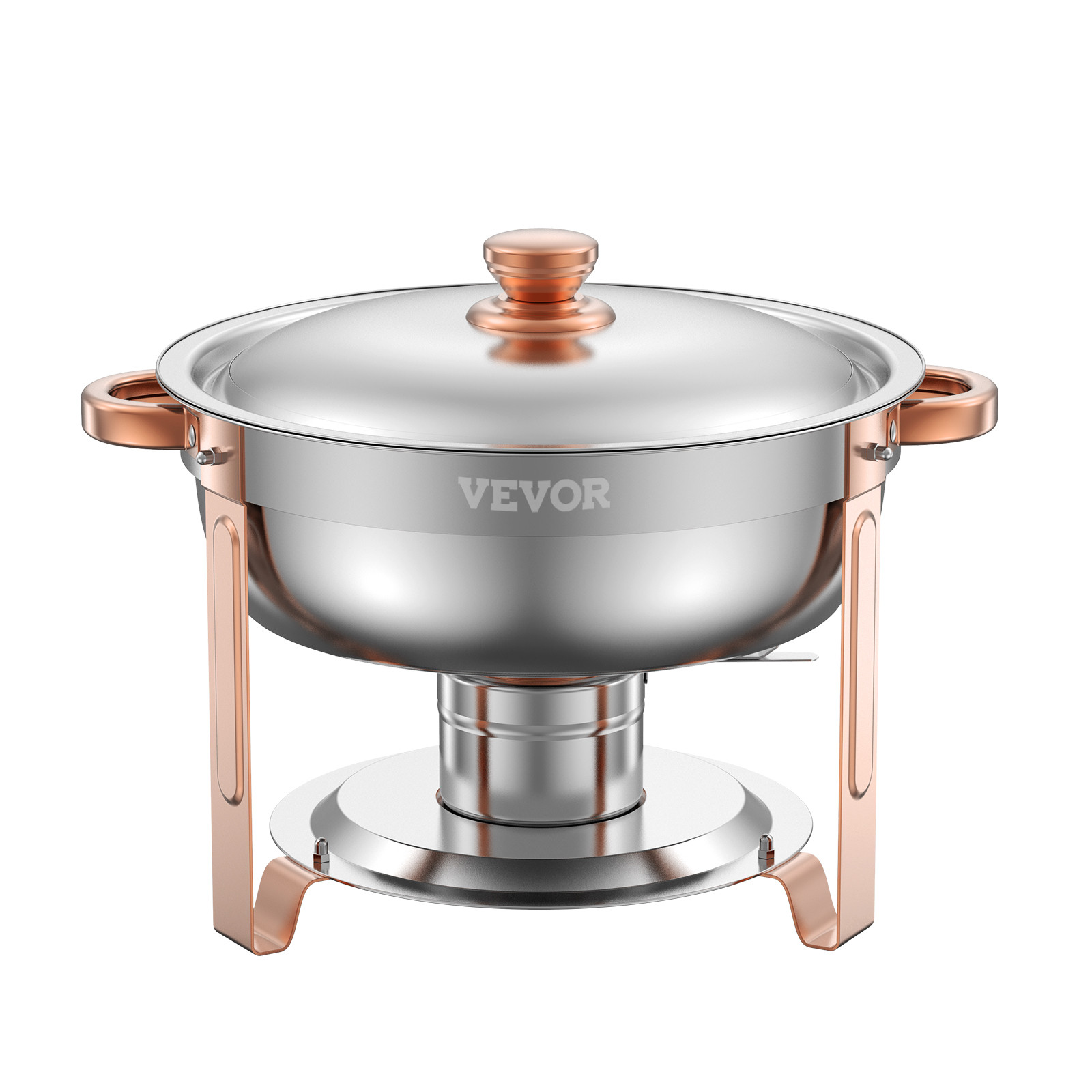 VEVOR 5 Qt 4 Pack Round Chafing Dish Buffet Set Fullsize Pan Stainless Steel