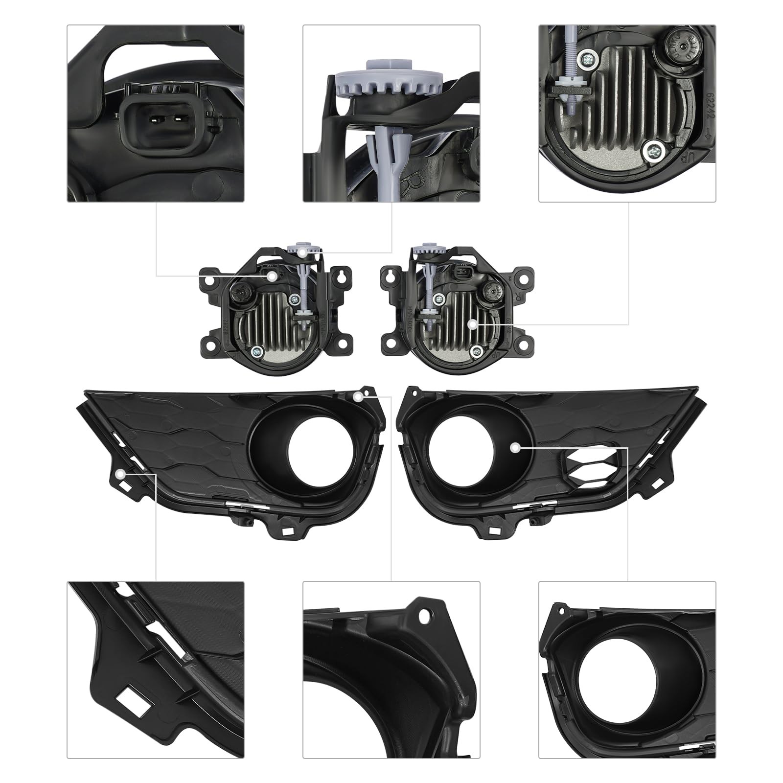 LED Fog Light Pair for 2019-2022 Honda Pilot Clear Black Housing OE 71102TG7A60