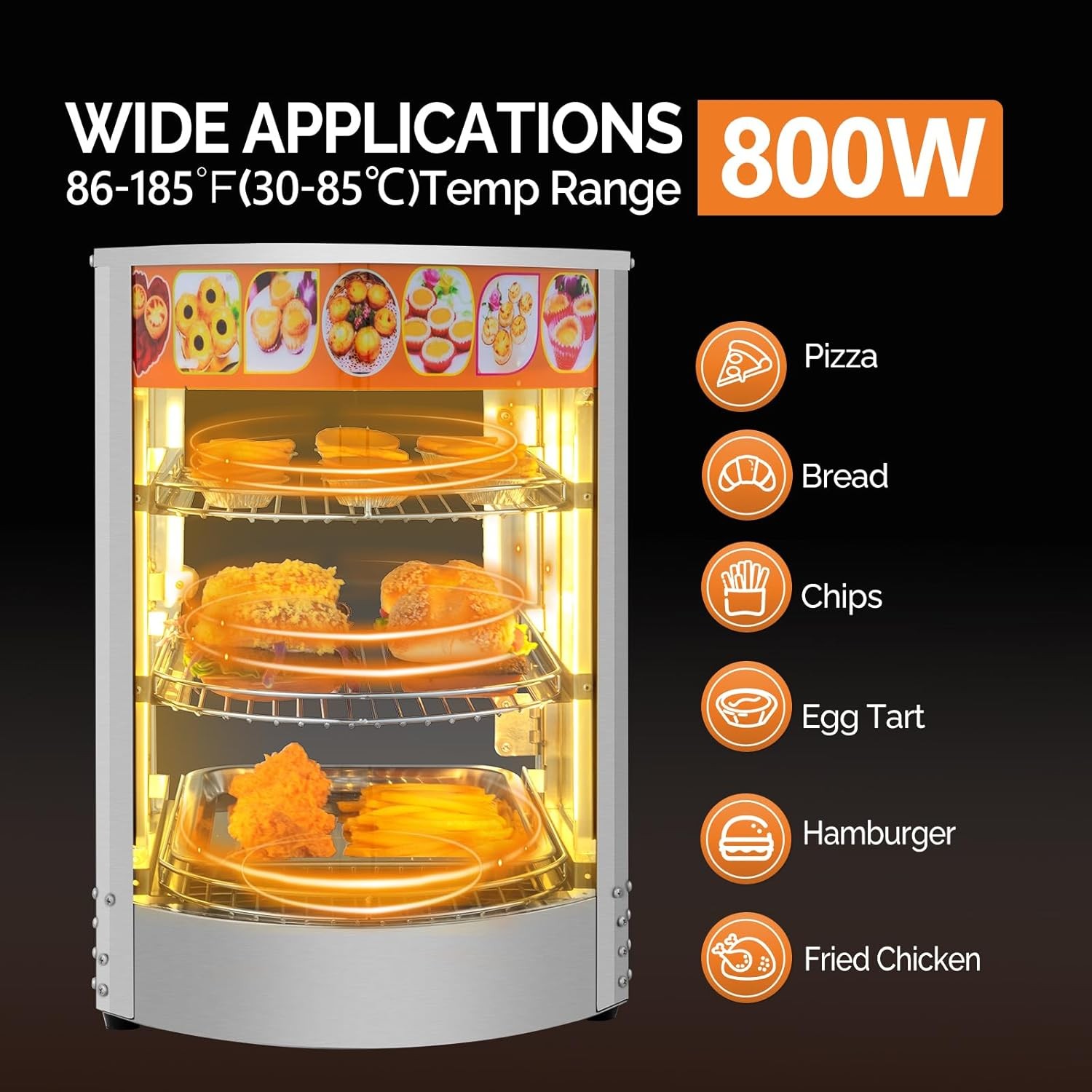 3-Tiers Food Warmer Pizza Warmer Countertop, Food Warmer Display Pretzel Warmer