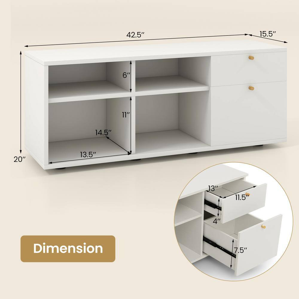 20 In. H Storage Cabinet with 2-Drawers 4-Cubes Adjustable Feet Floor Display Ca